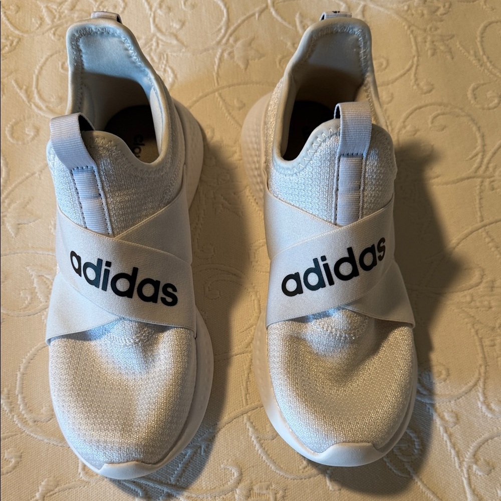 Adidas Women’s White Slip-On Sneakers With Cloudfoam Comfort